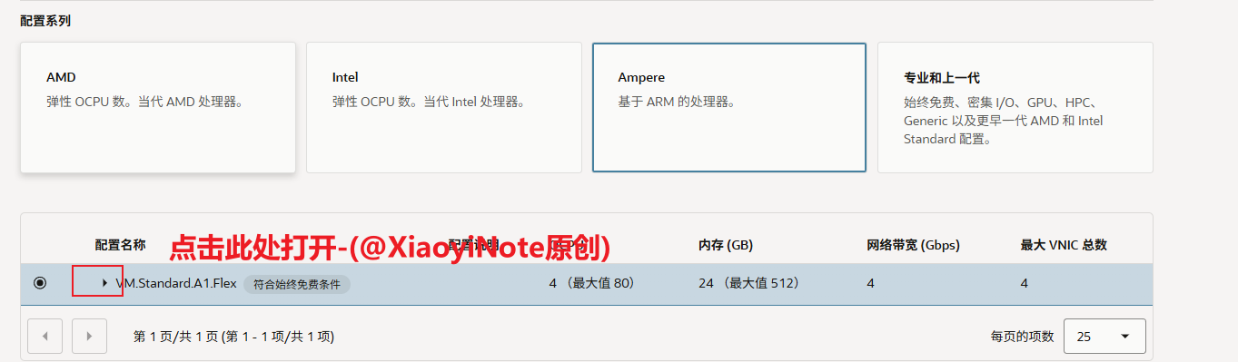 展开 Ampere A1 配置项